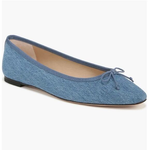 Veronica Beard Catherine Denim Ballet Flat Shoes Blue Size 7.5 - Picture 1 of 7